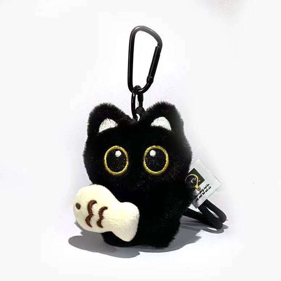 ZAKOL Cute Black Cat Plush Toy Doll Keychain Bag Pendant Charms Car Keyring Accessories For Women Couples Kawaii Gift
