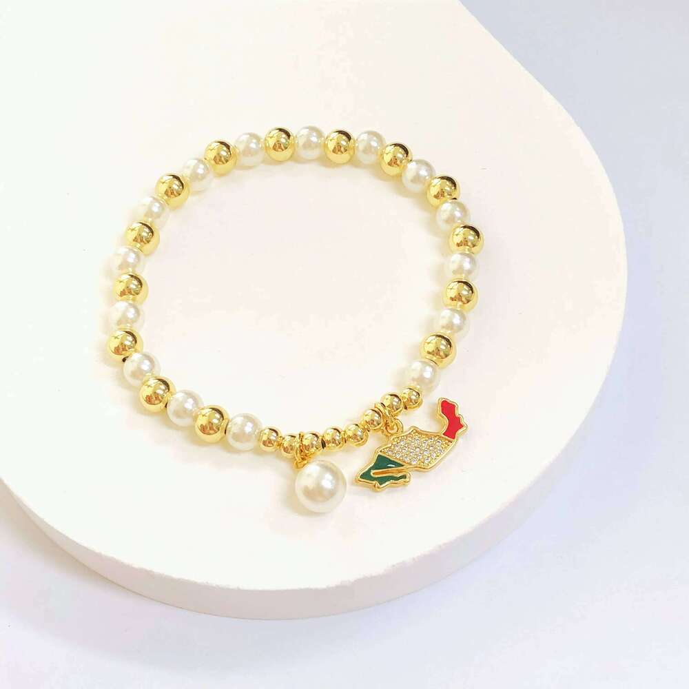 Hot Sale Venezuela Dominican Mexico Map Flag Pearl Chain Bracelet Simple For Man Woman Party Birthday Jewelry National Day Gift 25H1229