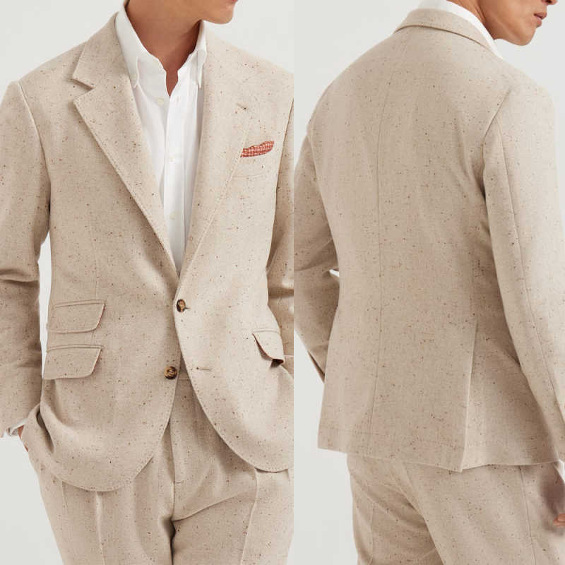 Fashion Men's Suit Notched Lapel Tuxedos One Button Single Breasted 2-Pieces Groom Wear Business Party 2-pieces Customized