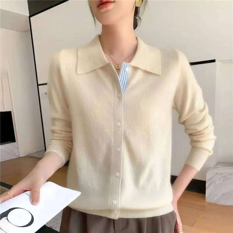 New Fashionable Button Sweater, Comfortable Lapel Cardigan For Autumn And Winter, Korean Long-Sleeved Women's Top-Zd3024 ZHE HAN