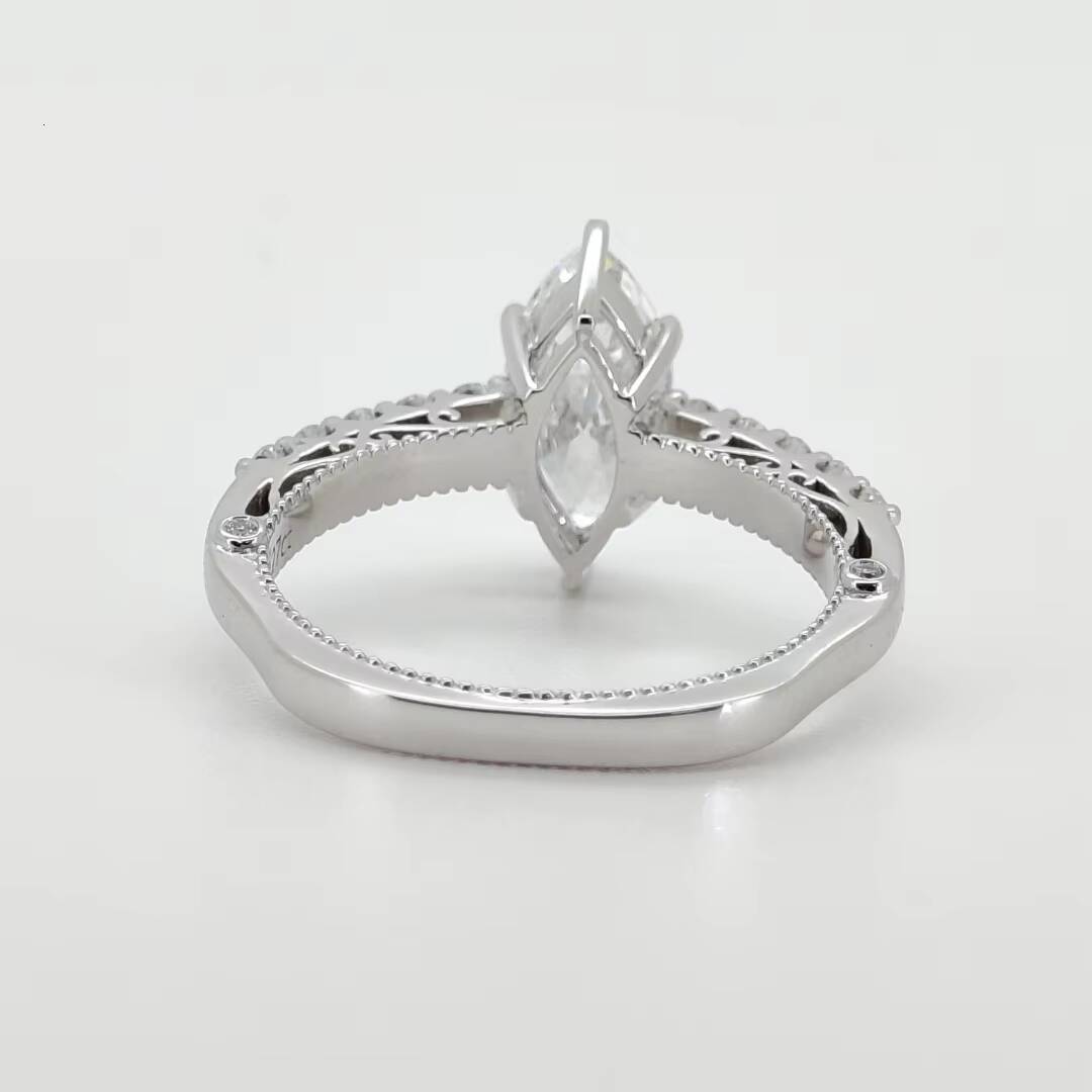 OEM ODM 14K Solid Gold Marquise Cut VS 1 Color Lab Diamond Ring Elegant Women Engagement Lab Diamond Ring