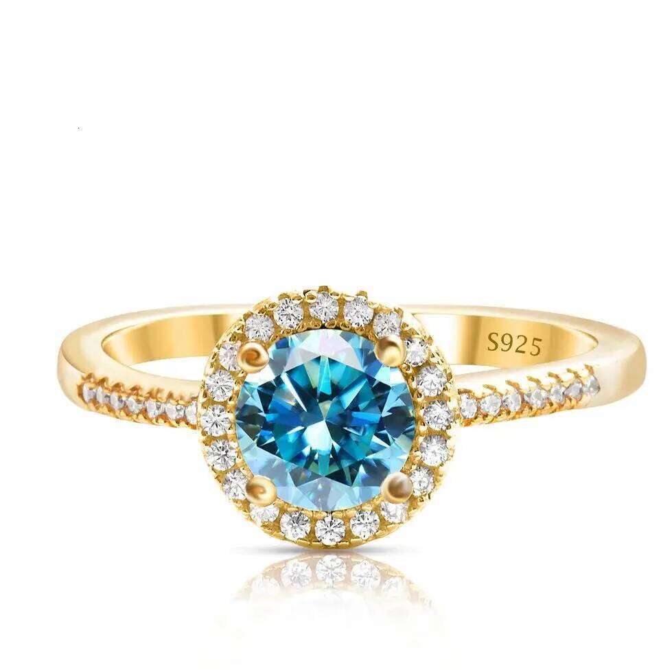 1 Ct Moissanite Ring For Women Solid 925 Silver 18k gold yellow Plated Luxury Wedding Female Jewelry With Certificate Gift 043