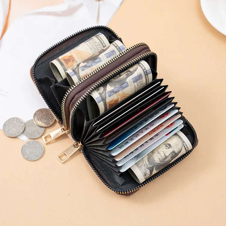 High-end multifunctional fashion designer wallet womens luxury short printed credit holder plaid money clip clutch multifunctional slot case zippered 