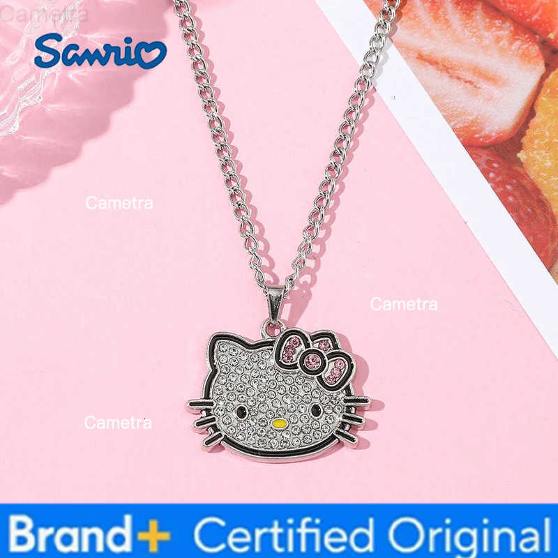 Sanrio Y2k Hello Kitty Clavicle Necklace Alloy Crystals Female Charms Rhinestone Pendant Jewelry Women Girl Gift H251229