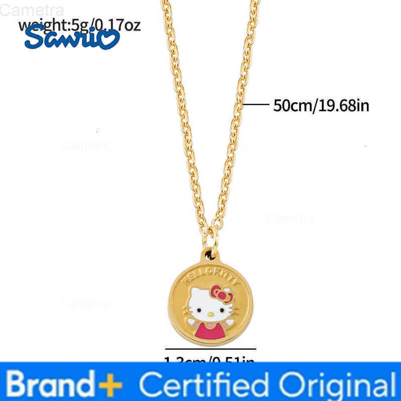 Sanrio Kawaii Hello Kitty Round Pendant Necklace Cute Cartoon Jewelry Accessory for Women Ideal Birthday Gift H251229