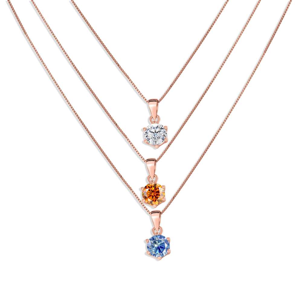 Sparkling Real 1 Ct D Color Moissanite Pendant Necklace 100% 925 Sterling Silver Engagement Wedding Party Fine Jewelry b9a