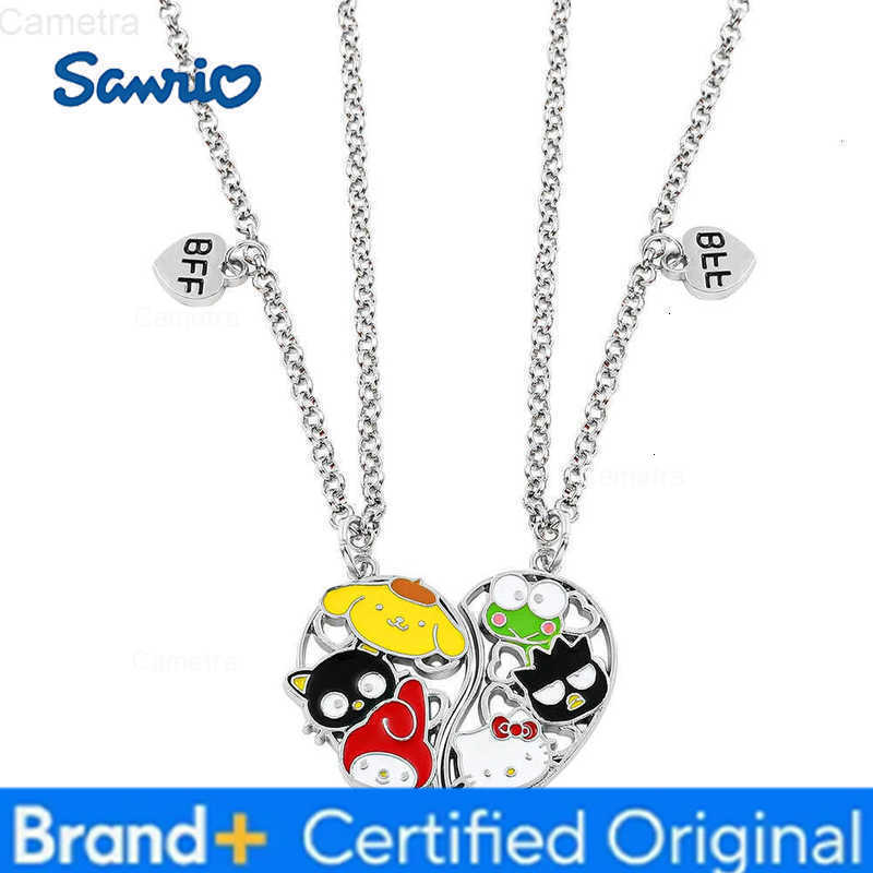 Sanrio 2pcs Hello Kitty BFF Necklace Anime Accessories Kawaii Family Pendant Cartoon Heart Pendant Best Friend Jewelry Set H251229