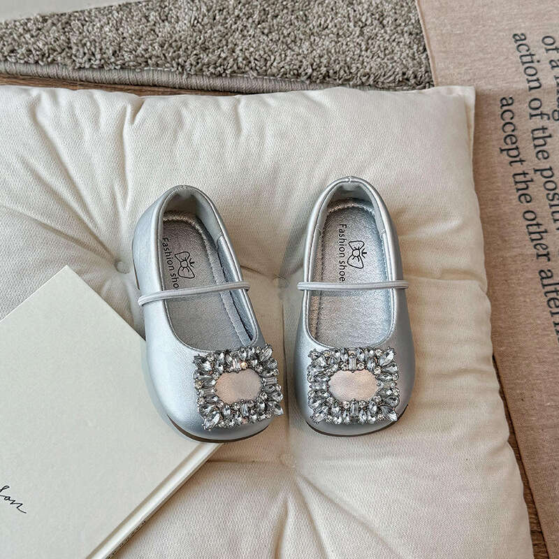 French Style Elegant Square Toe Ballet for Women 2025 Spring Summer New Rhinestone Slip-On Dress Shoes Soft Sole