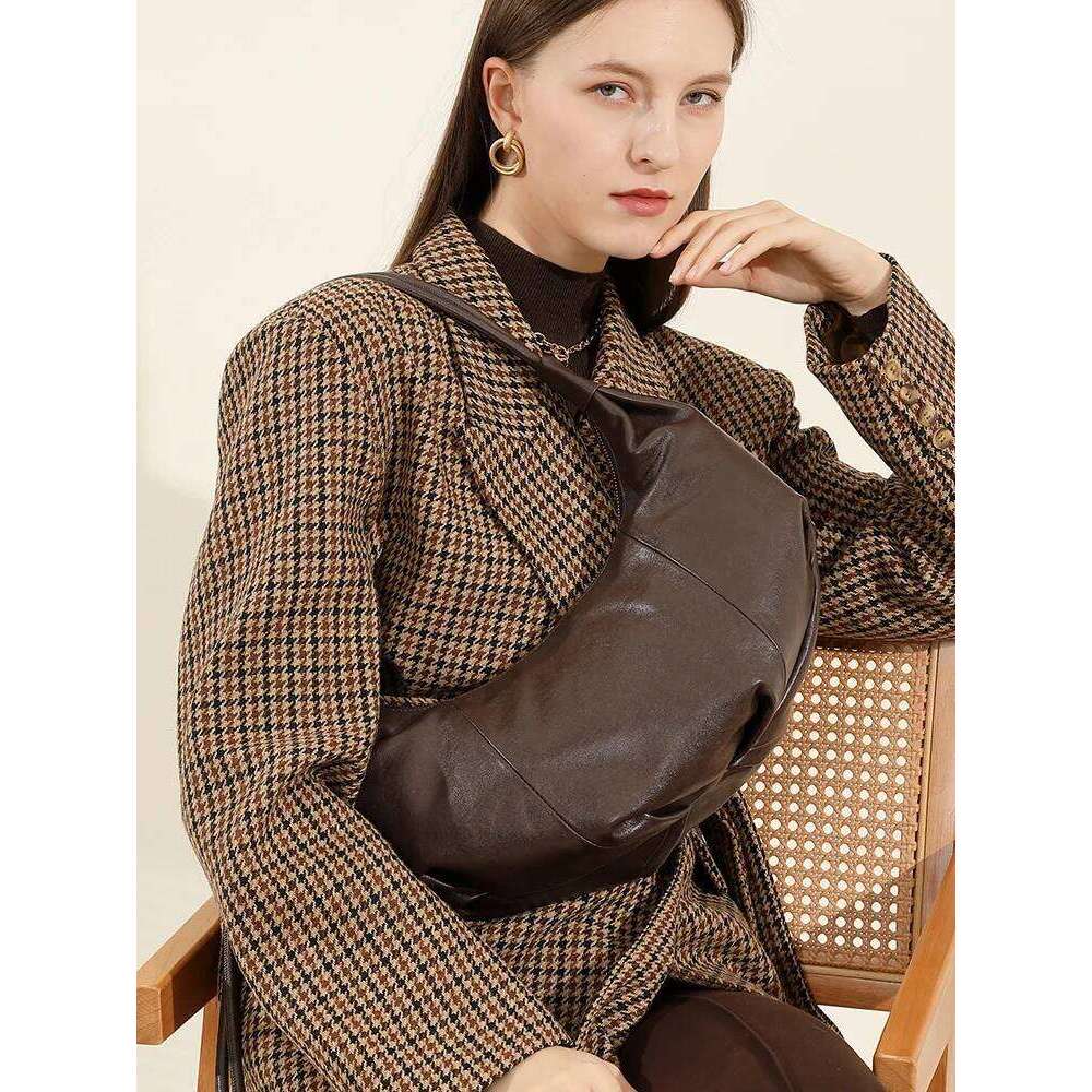 YANATARI Dumpling Leather Soft Leather Large Capacity Minimalist Shoulder Women Female Luxury Moon Bag Handbag XIU LAI SI