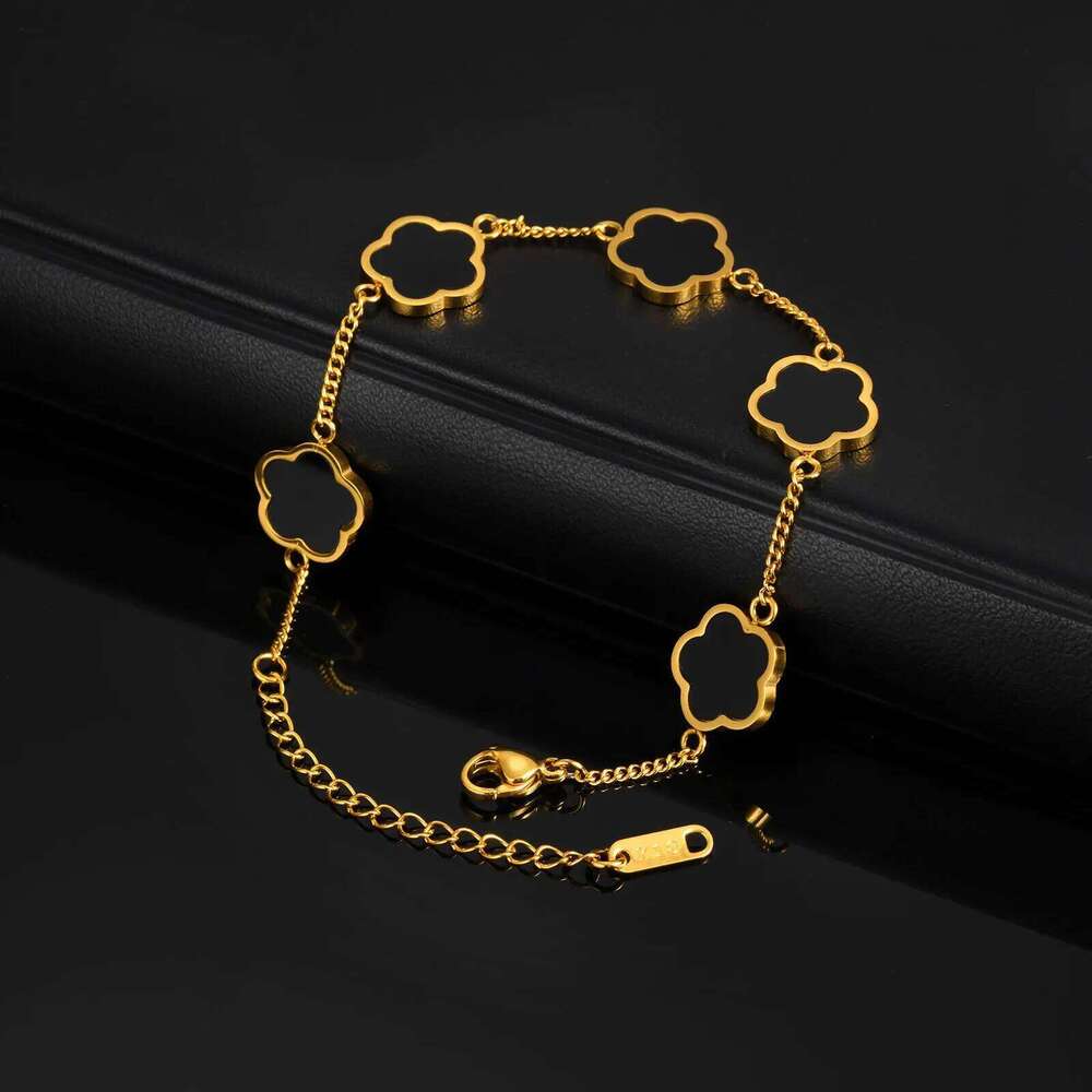 Stylish Five Leaf Bracelet for Men Boys,Waterproof Stainless Steel Flower Wristband,Birthday Party Anniversary Gift 25H1229