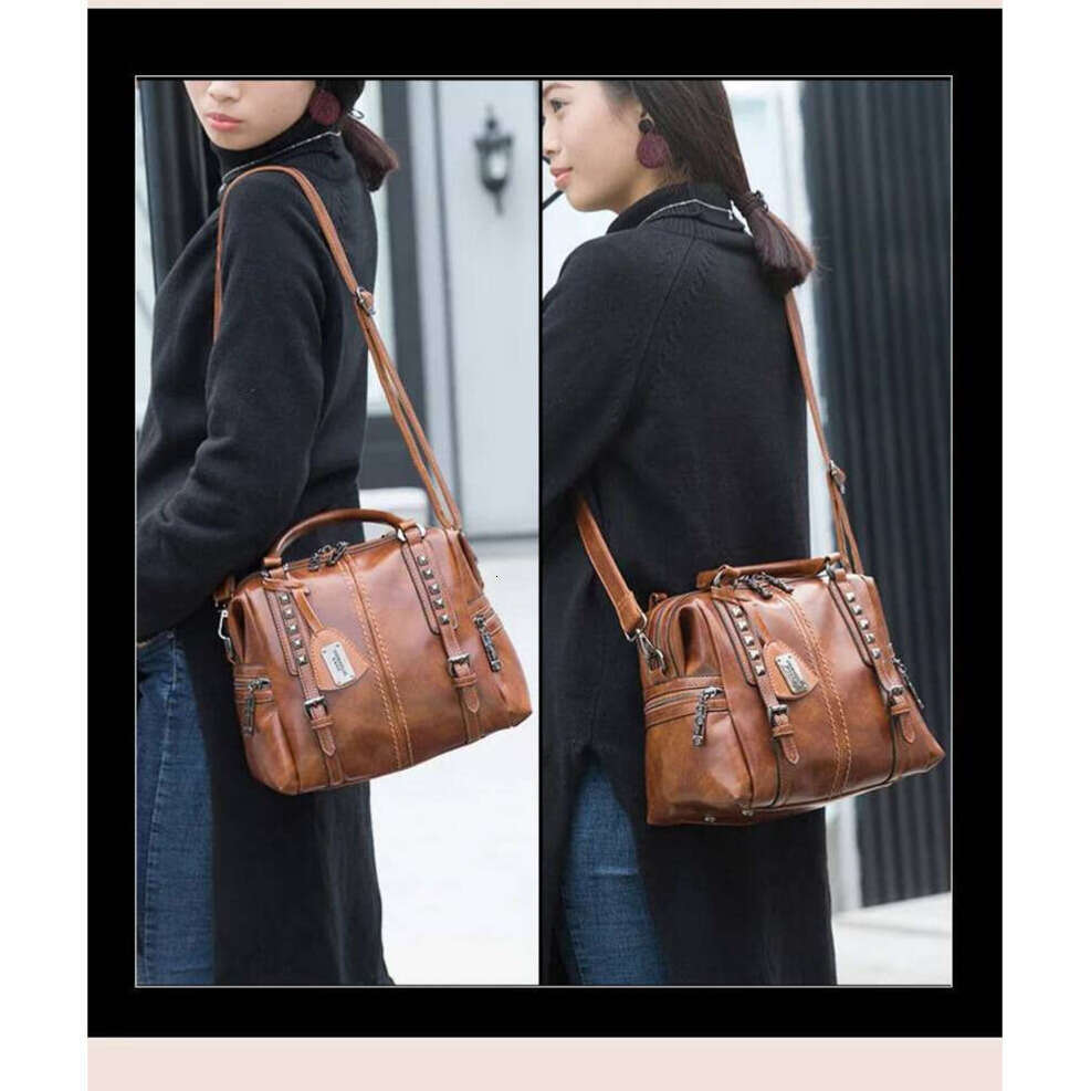 Oloey Women rivet Shoulder Messenger Bag Luxury Handbags Leather Crossbody Ladies Hand Bags for Woman Bolsa Feminina