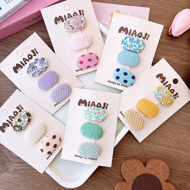 3Pcs/set Baby Infant Hairpins Sweet Girls BB Hair Clip Kids Bang Hair Clips Oval Shape C2018