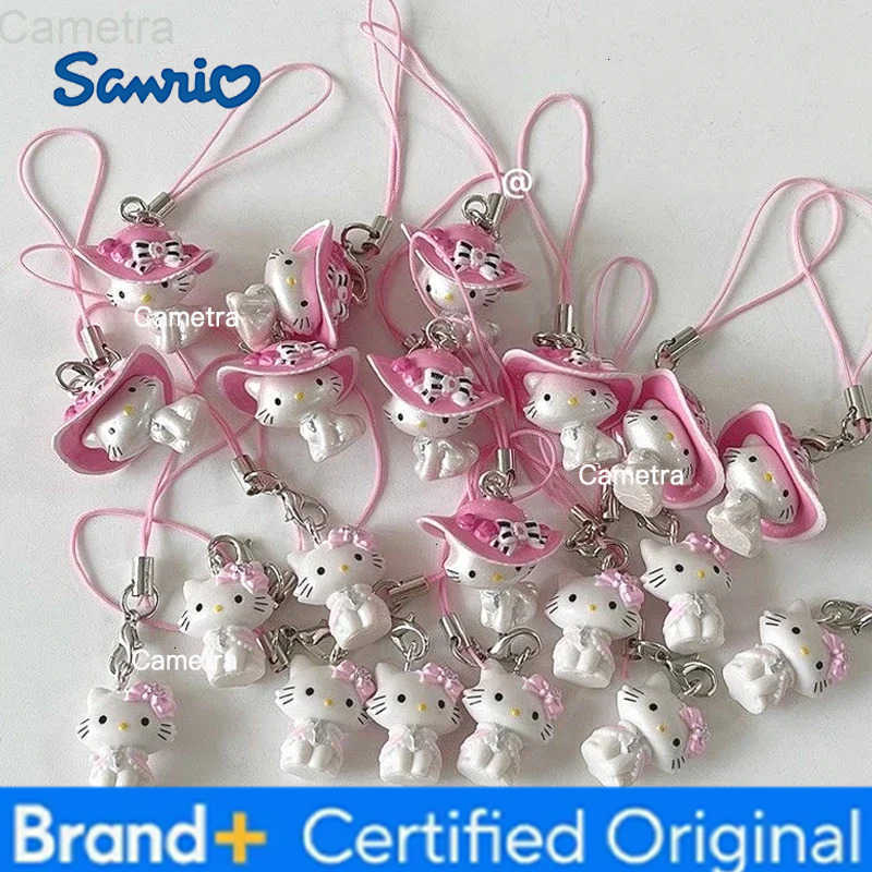 Sanrio Hello Kitty Kawaii Pink Bow Hat Keychain Harajuku Girl Angel Hello Kitty Bag Mobile Phone Pendant Charm Birthday Gift Ornament H251229