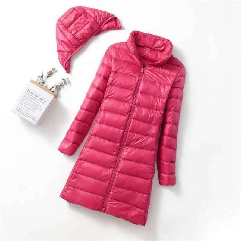 2026 Autumn And Winter Vertical Collar Removable Cap Down Jacket Mid-Length Korean Style Slim-Fit Warm Women's Jac