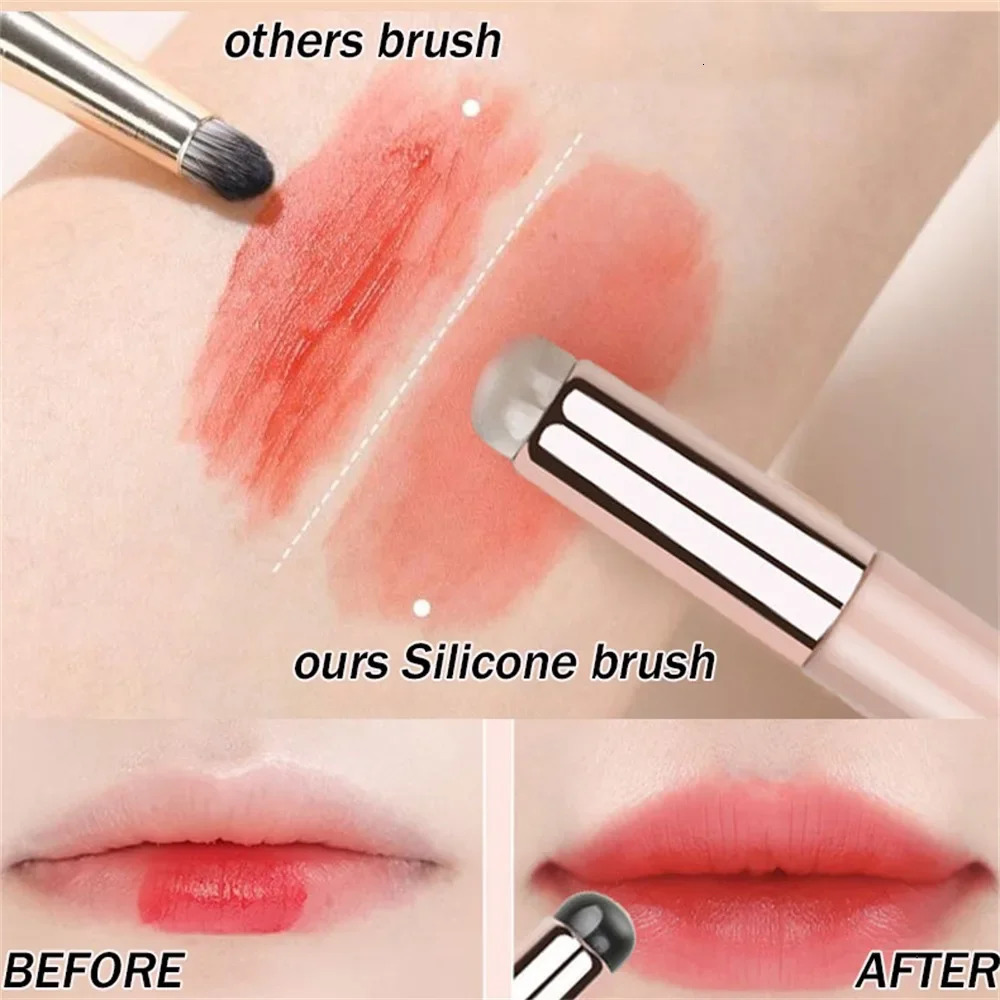 Q Soft Silicone Lip Brush With Dust Proof Cover Round Head Lipstick Applicator Cosmetic Tool Multiuse Eyeshadow 251215