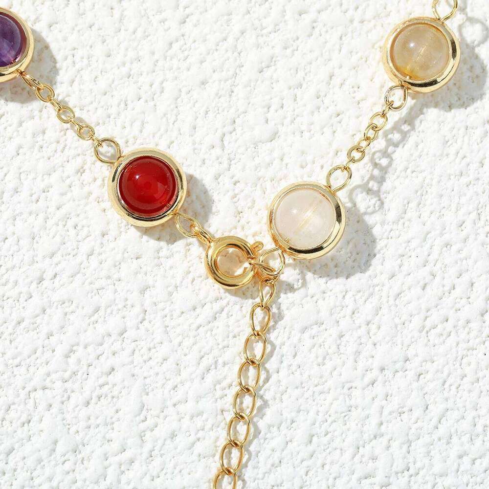 JD Natural Stone Colorful Crystal Lucky Bead Chain Bracelets Women Fashion Simple Adjustable Stainless Steel Healing Jewelry 25H1229