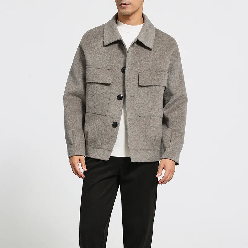 Mens 100 cashmere thick doublesided coat business casual classic versatile fashion mens style 251226