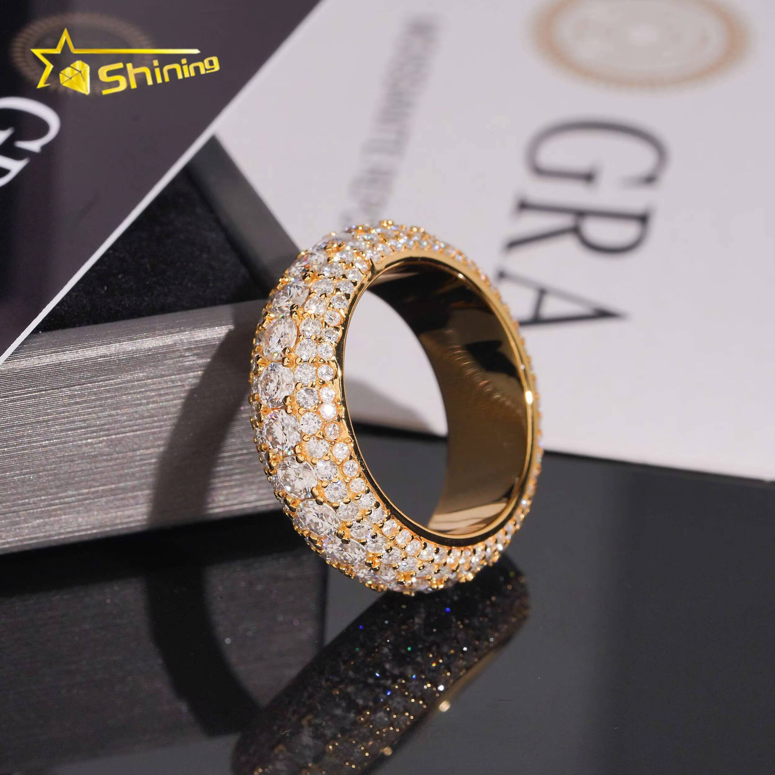 GRA Cert Pass Diamond Tester Wholesale Fully Iced Out Engagement Eternity Band Ring Wedding Ring Solid Silver 925 VVS Moissanite