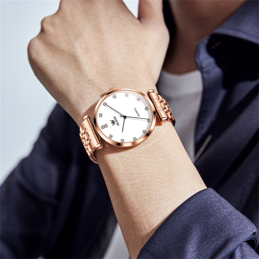 OLEVS Casual and minimalist quartz women's watch, niche and high-value women's watch stainless steel watch band waterproof couple watch