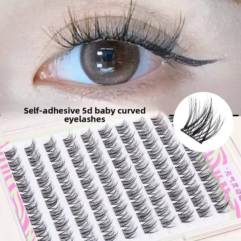 Lazy Baby Curved 5D Three-Step Glue-Free Full Strip Eyelashes Natural Realistic No-Makeup Look Segmented Eyelashes No Eyelashes