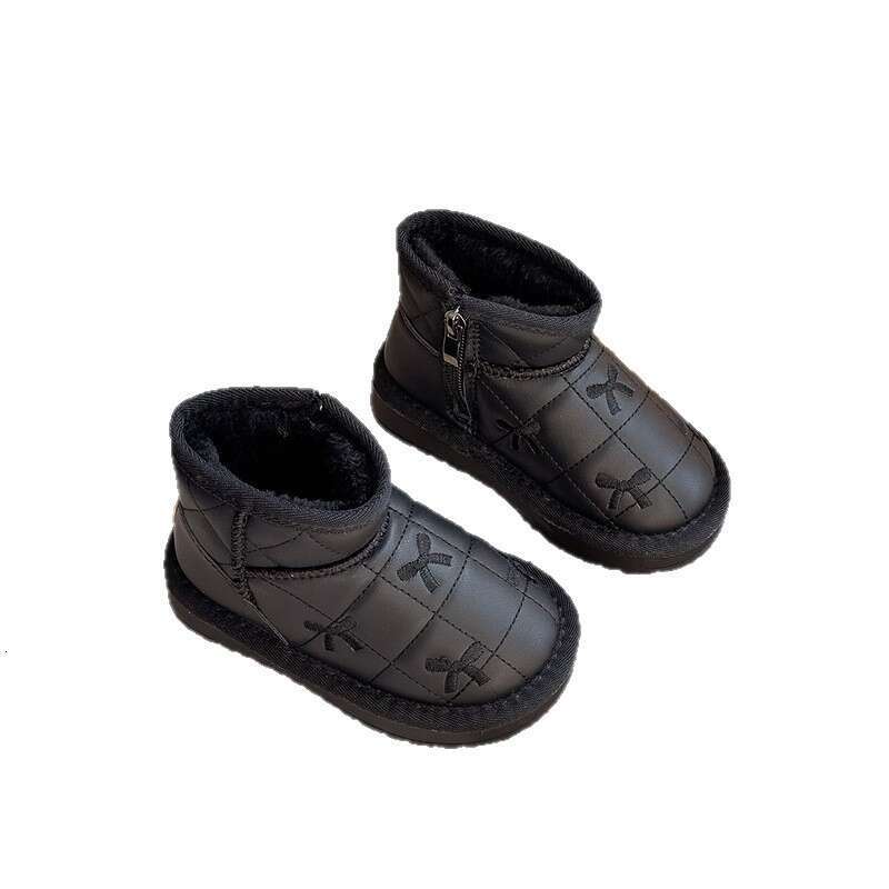 Embroidered Bow Thick-Soled Snow Boots 2025 Winter New Korean Style Girls' Fleece-Lined Thickened Warm Non-Slip Cotton Shoes