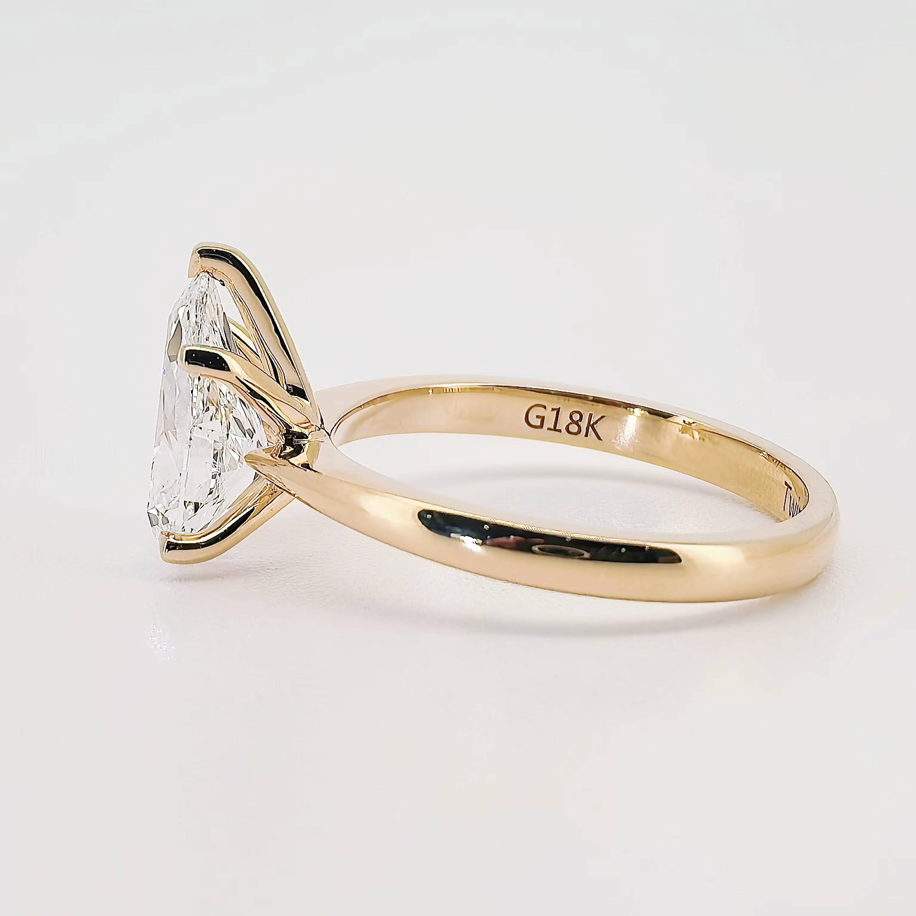 Stargems Radiant Cut 2CT 14k Gold Single Lab-Grown Diamond IGI Certified Romantic Fashion Engagement Wedding Ring