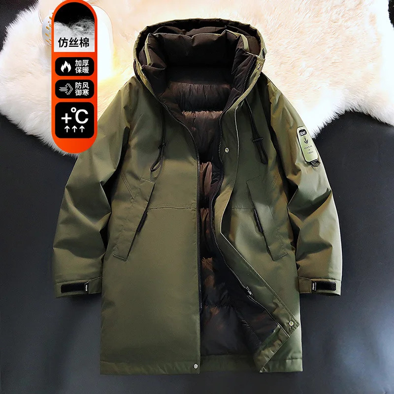 2025 HighQuality Mens Winter Down and Cotton Coat MidLength Thick Warm Jacket 251226
