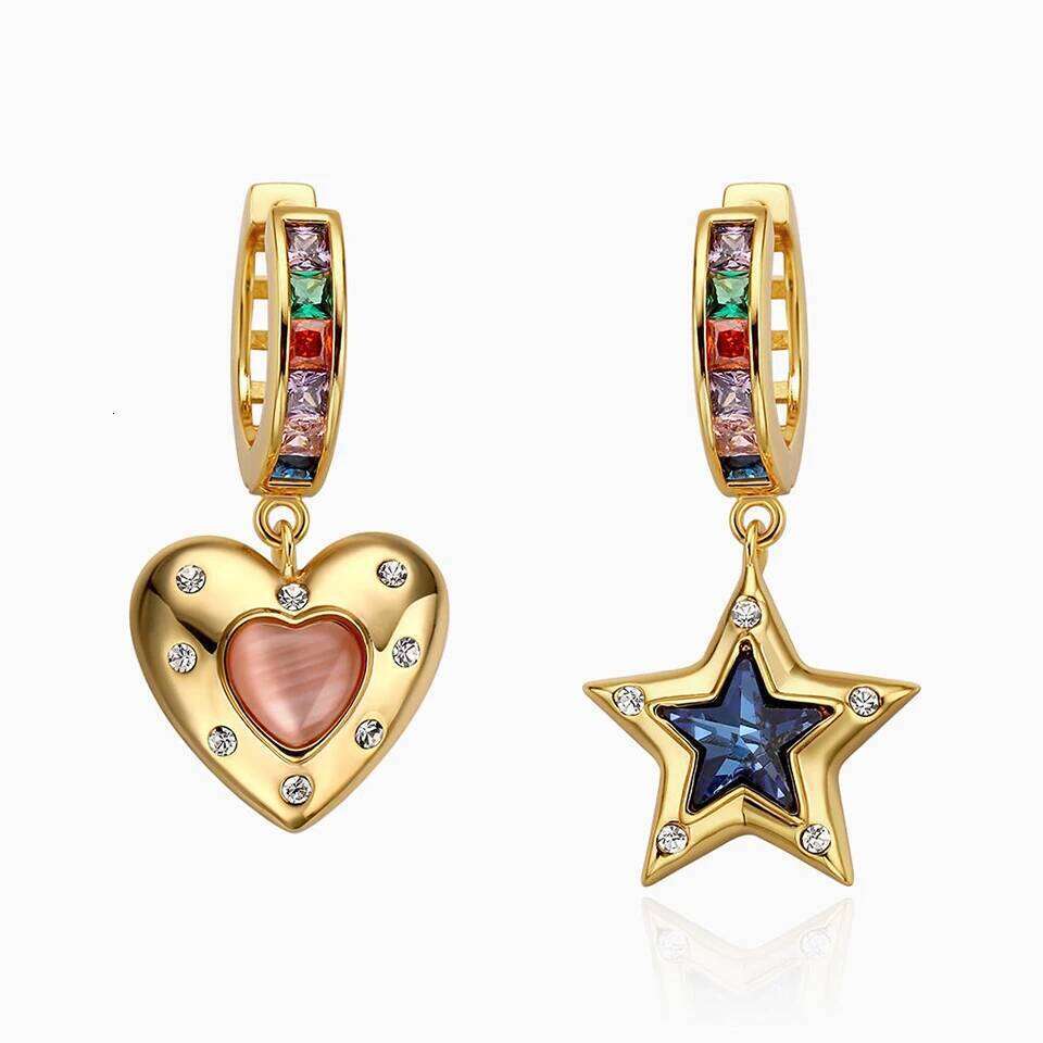 ZAKOL Vintage Heart Star Zircon Drop Dangle Earrings For Women Y2K Colorful CZ Sweet Ear Accessories Jewelry Gift