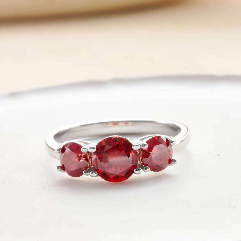 Real D Color VVS1 Round 2.0-4.0ctw Moissanite 3 Stone Ring 925 Pure Silver Jewelry Certified for Women Wedding Engagement Gift 5c5