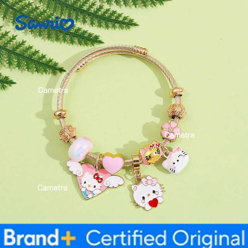 Sanrio Hello kitty Gold Bracelet Jewelry Accessories Cute Diy Personalized Bracelet Creative Girl Handmade Children Gifts H251229
