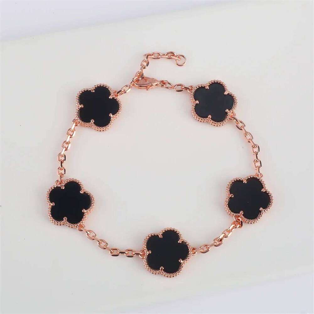 Hot Sale 11 Color Natural Stone Five Leaf Flower Plant Adjustable Bracelet Classic for Woman Fashion Party Jewelry Gift Clover 25H1229