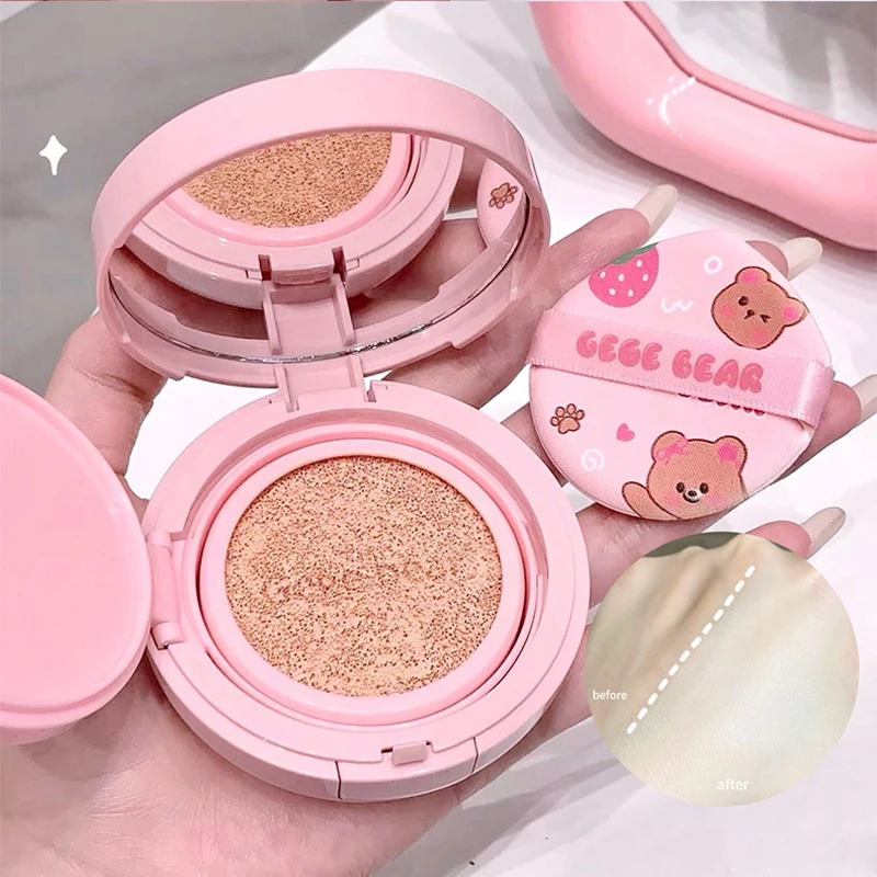 Cute Leather Cushion Compact Foundation High Coverage Concealer Oil Control Matte Nude Brighten Face BB Cream Korean Makeup Base 251222