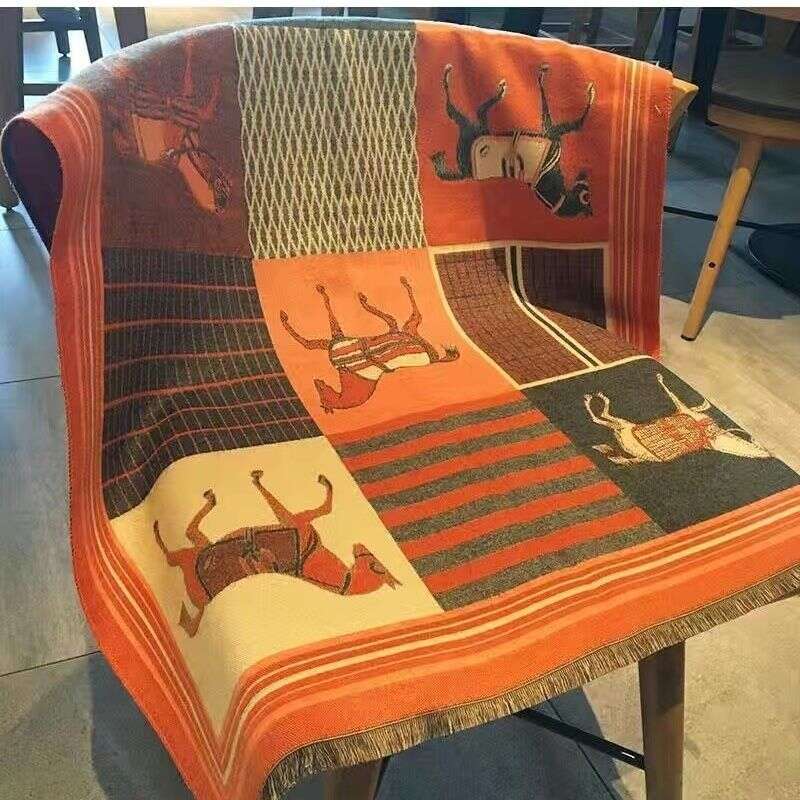 French Style Dual-Use For Women Autumn Winter Versatile Air-Conditioning Shawl Thickened Warm Long Double-Sided Neck Scarf