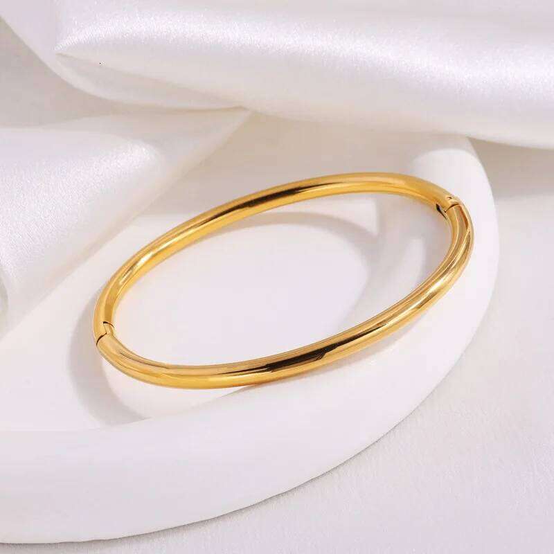 ZAKOL Waterproof Stainless Steel Cuff Bracelet Bangles for Women Smooth Metal Openable Bracelets Jewelry Gift