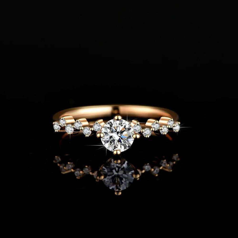 18K Inlaid Moissanite Women's PT950 White Gold Princess Crown D Color VVS1 Diamond Fashion Ring 6de