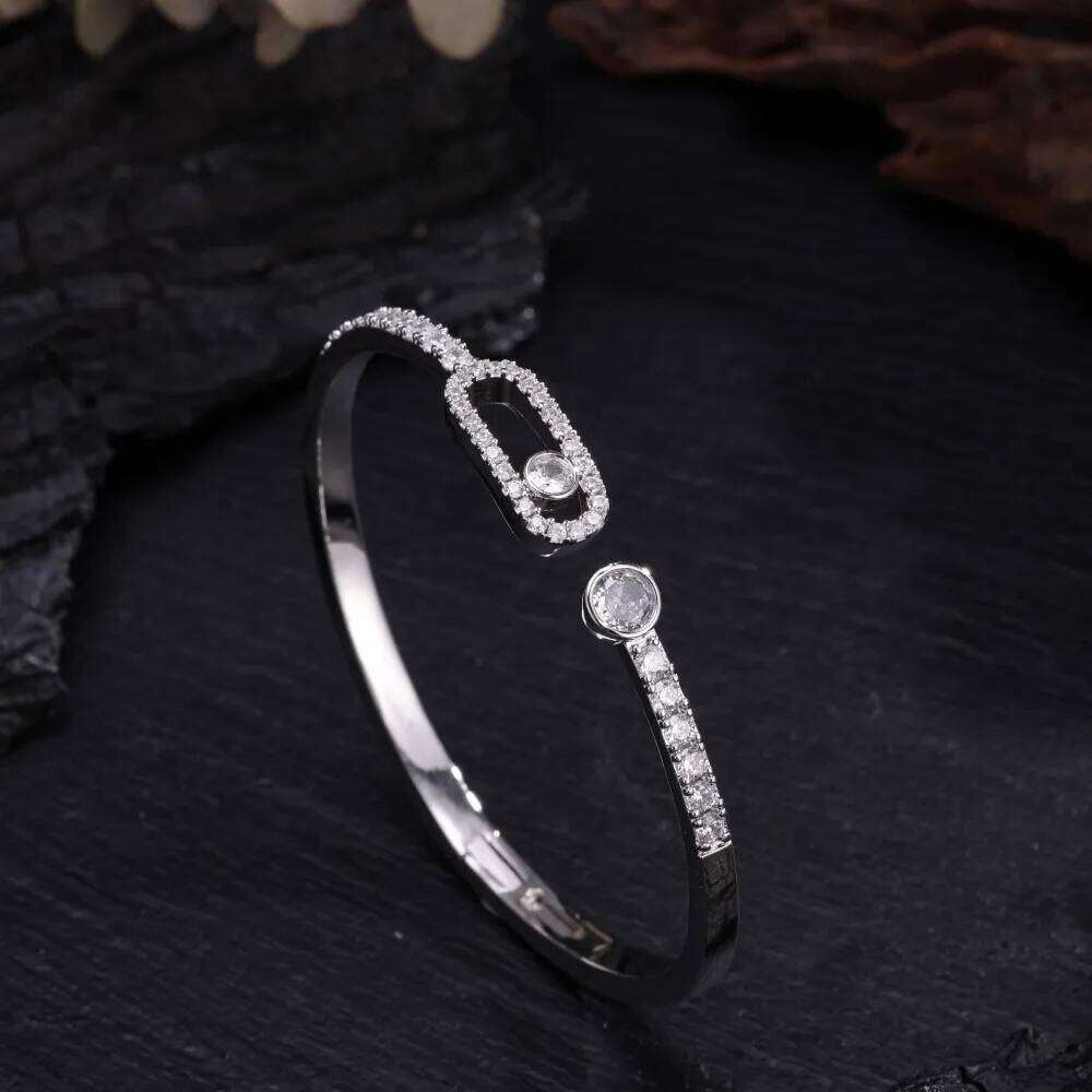 ZAKOL Hollow Out Geometric Inlaid Zircon Open Bracelet For Women Daily Wear Slivery/Golden Fashion Jewelry Accessory