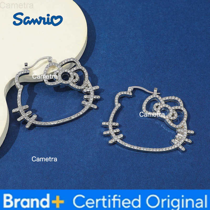 Sanrio Y2K HelloKitty Hollow Rhinestone Earrings Sweet Cute Fashion Girls Gifts Creative Trendy Jewelry H251229