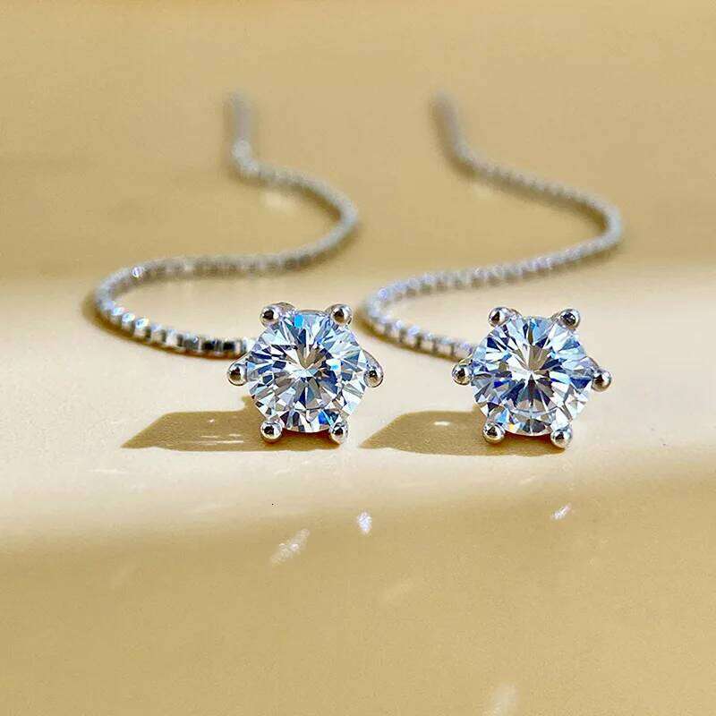 0.5-1ct Moissanite Earrings for Women Lab Grown Diamond Ear Studs 925 Sterling Silver Fine Jewelry Gift 076
