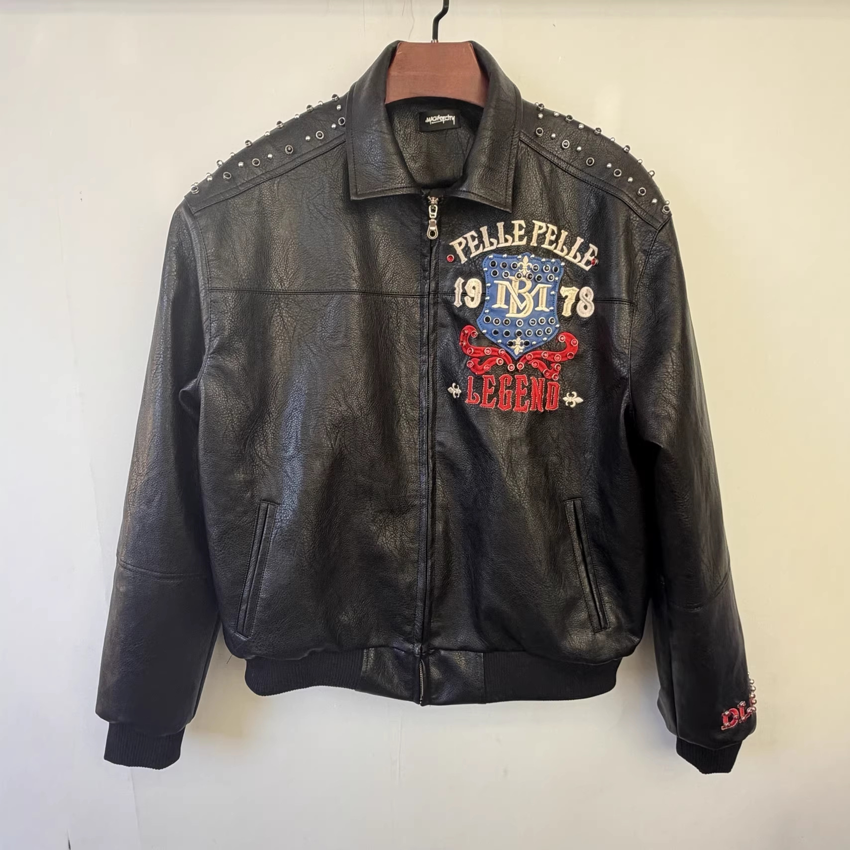 Men's Jackets High-quality PP Genuine Air Force Pilot Women's Black Blue Purple And Pink Genuine Leather Embroidered Diamond Short Pink Jack