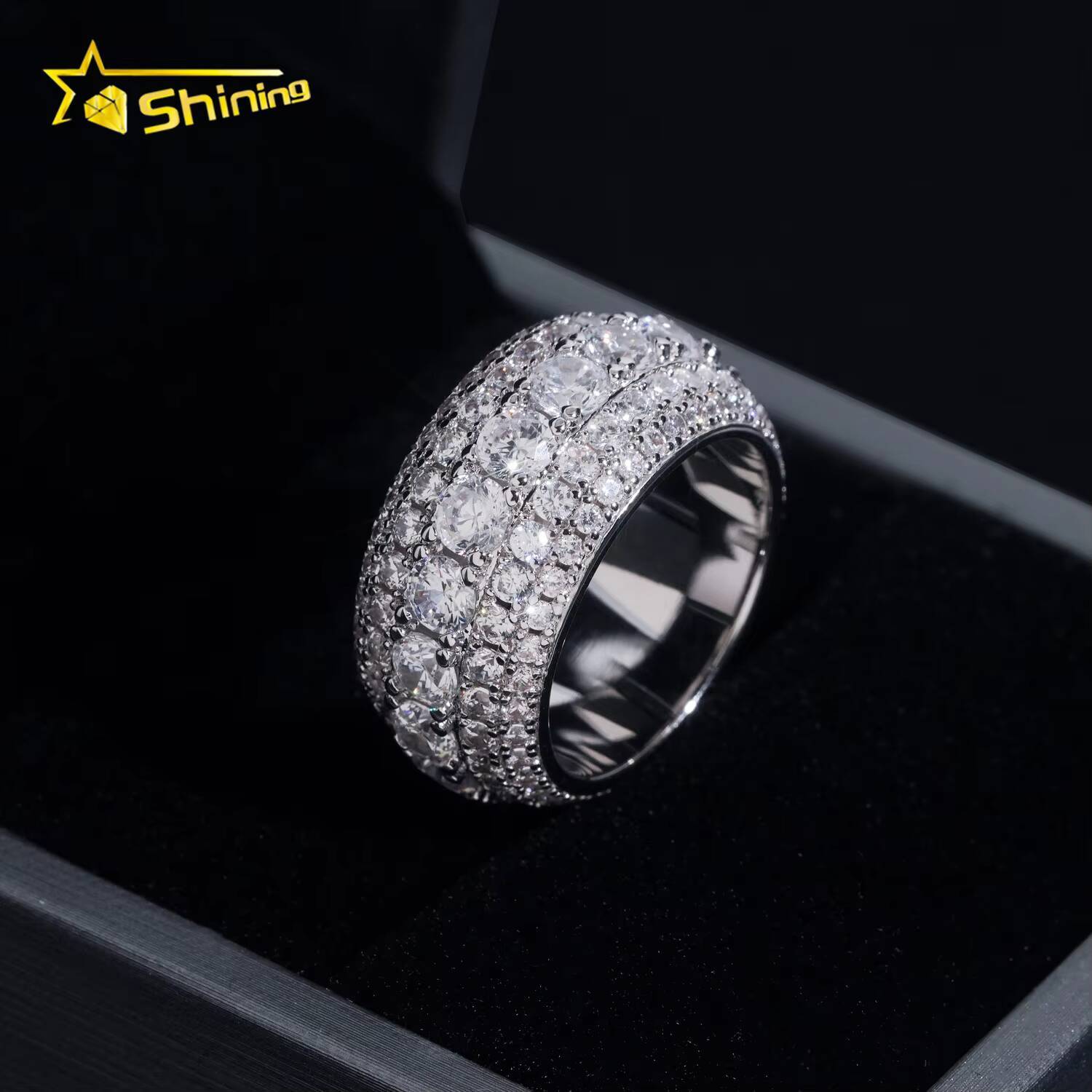 Ready to Ship Men Hip Hop Fully Iced Out CZ Diamond Ring Fashion Jewelry Rings Brass Zircon Engagement Ring