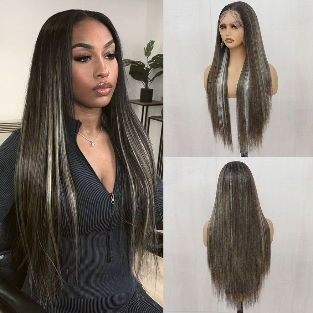 Gladys Wholesale Premium Heat-Resistant Fiber Front Synthetic Lace Wig Black Women's Transparent Lace Wig