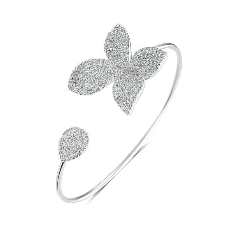 ZAKOL Classic Micro Paved Full Cubic Zirconia Leaves Cuff Bracelet Bangle for Women Luxury Dubai Bridal Jewelry 2025 New