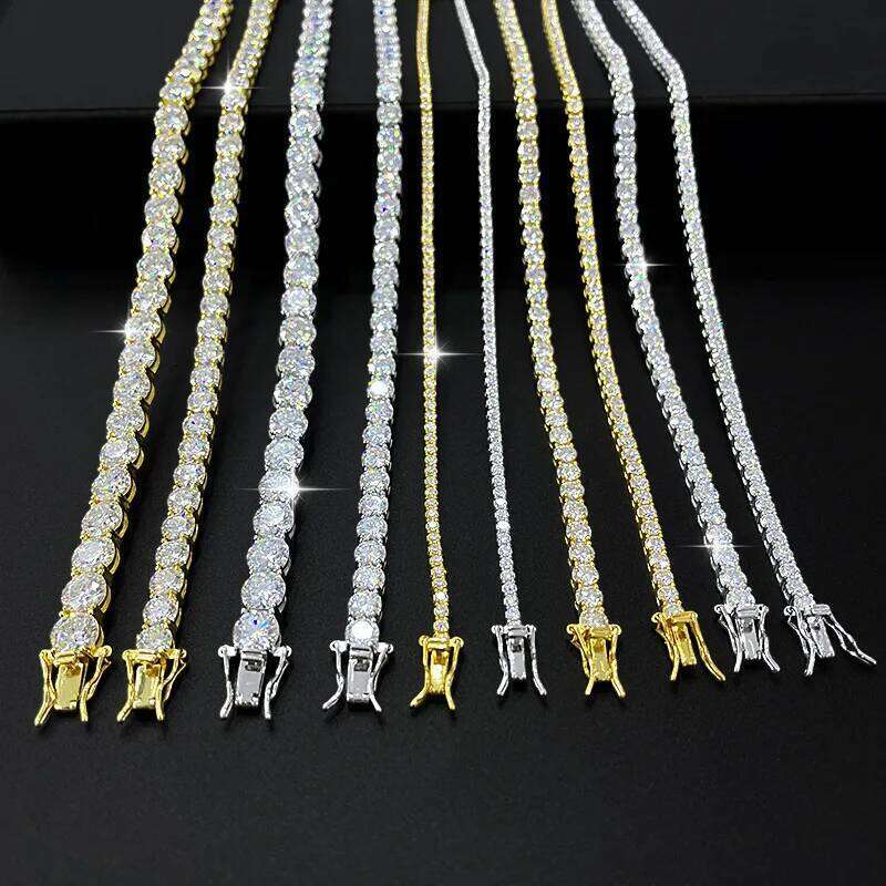 Real Moissanite Tennis Necklace Bracelet For Women Men 925 Sterling Silver 2/3/4/5mm Full Diamonds With GRA Hiphop Party Jewelry ccb