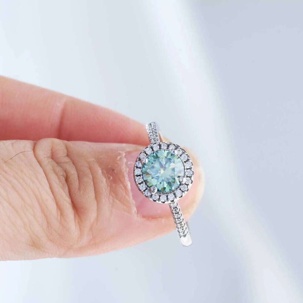 Classical Women's 925 Sterling Silver Ring With Real Moissanite 1ct 6.5mm D Color Round Shaped Luxury Wedding fine Jewelry gift 8ec