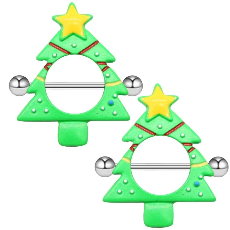 Christmas Nipple Rings for WOmen ing Tree Five Star Nipple Piercings Jewelry Breast Pin Snowflake Breast Ring Decoration 251224