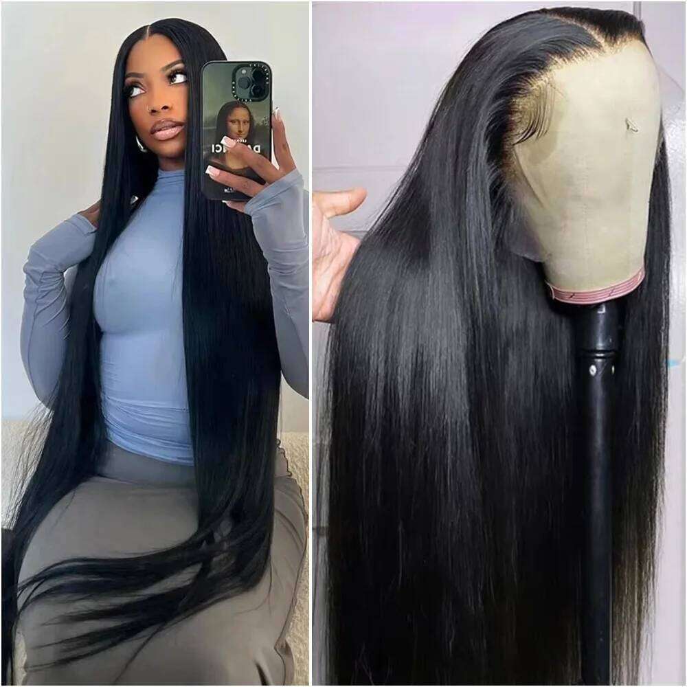 38 Inch 200% Density Bone Straight 13X6 HD Transparent Frontal Wig Brazilian 100% Human Hair 5X5 Lace Front Wigs For Women