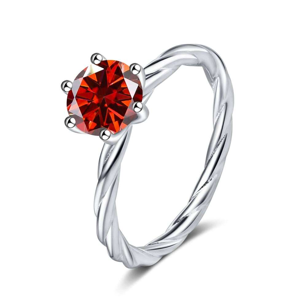 6.5mm 1carat moissanite ring for charm lady Wedding Promise Solitaire Band GRA Certified S925 Sterling Silver finger Ring 014