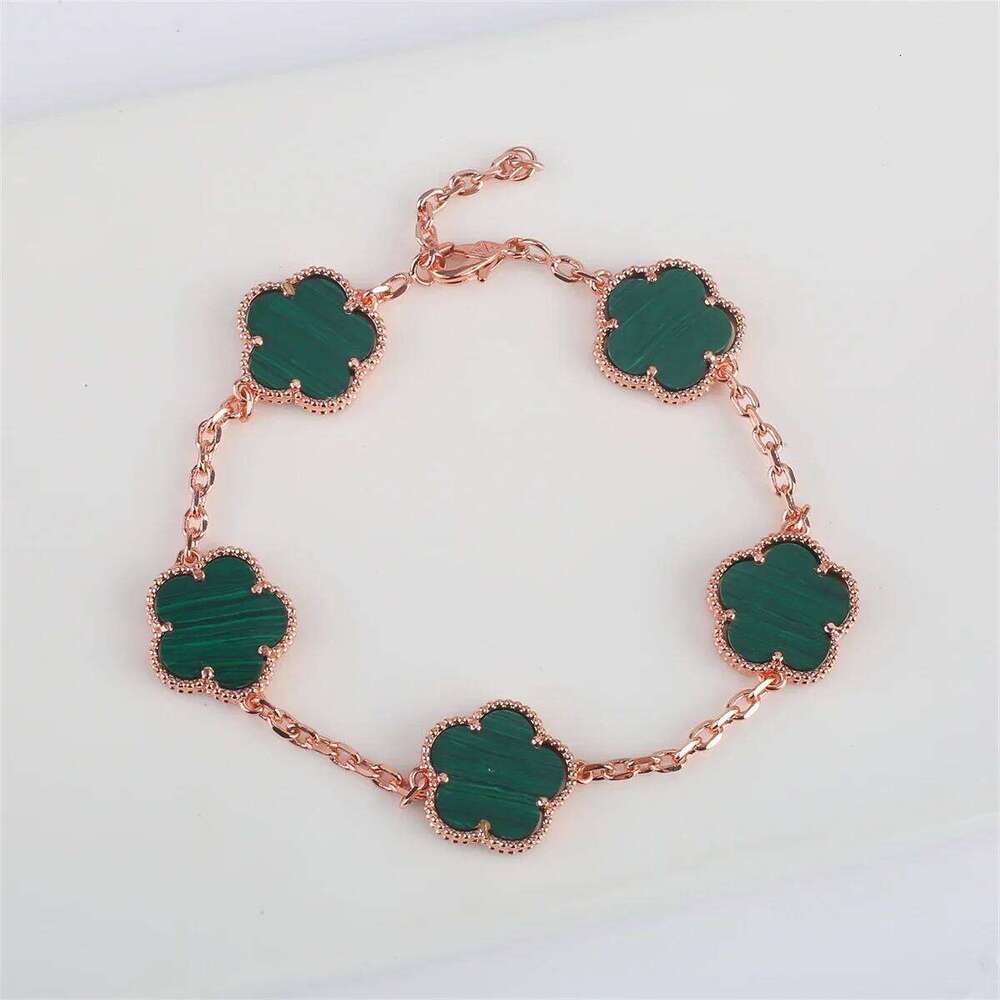 Hot Sale 11 Color Natural Stone Five Leaf Flower Plant Adjustable Bracelet Classic for Woman Fashion Party Jewelry Gift Clover 25H1229