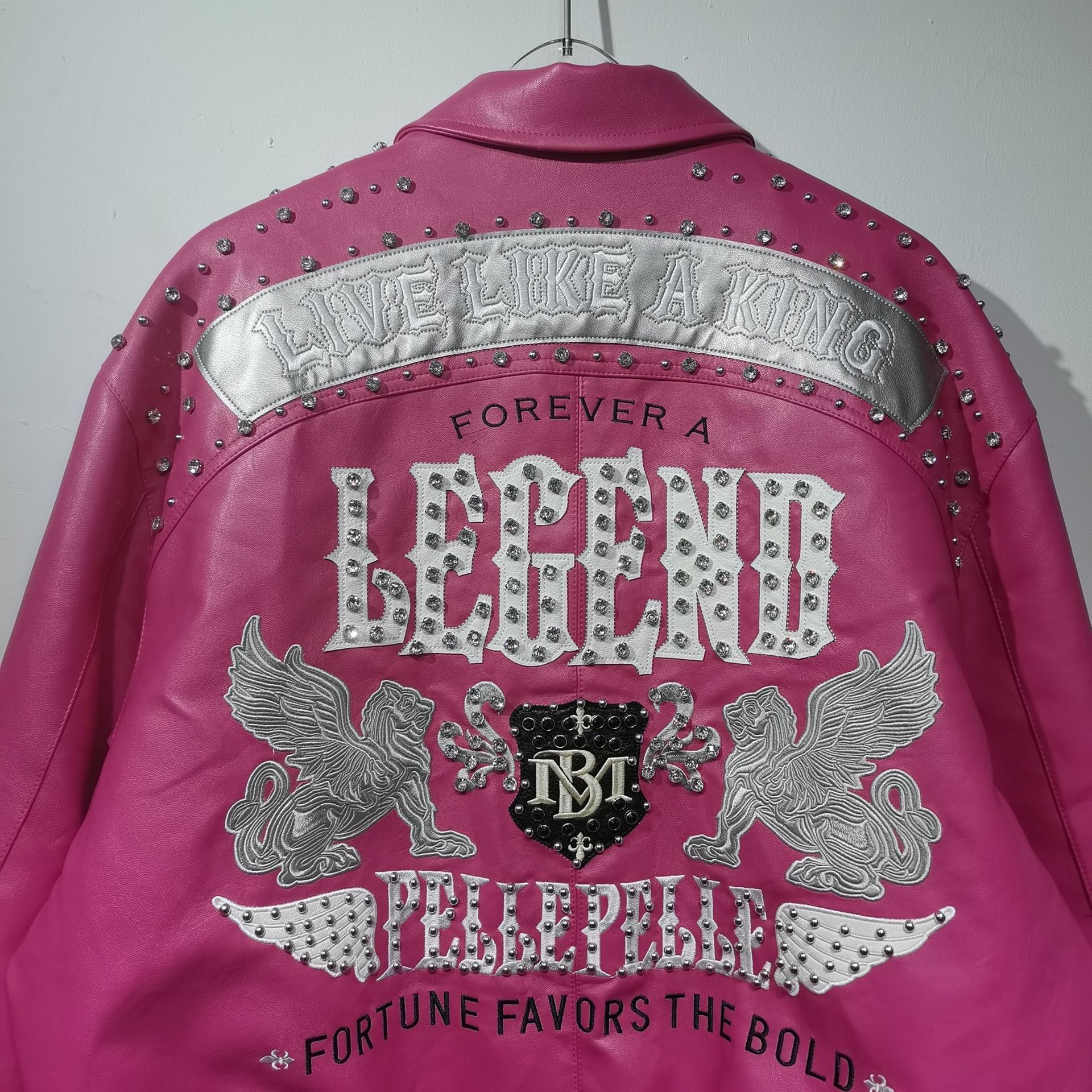 Men's Jackets High-quality PP Genuine Air Force Pilot Women's Black Blue Purple And Pink Genuine Leather Embroidered Diamond Short Pink Jack