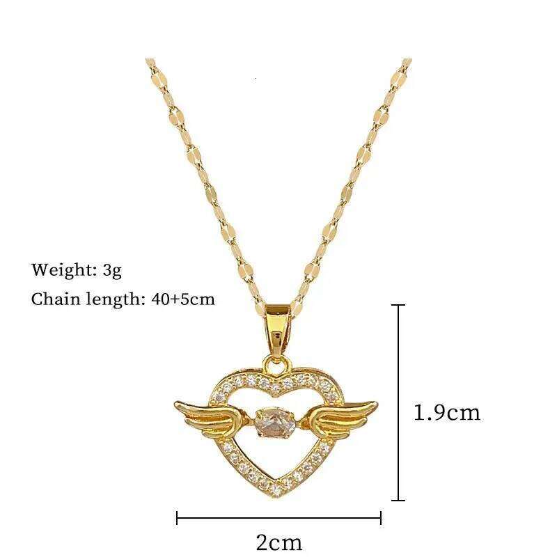 ZAKOL Temperament Smart Love Zircon Necklace for Women Gold Color Light Luxery Titanium Steel Pendant Necklaces Party Jewelry